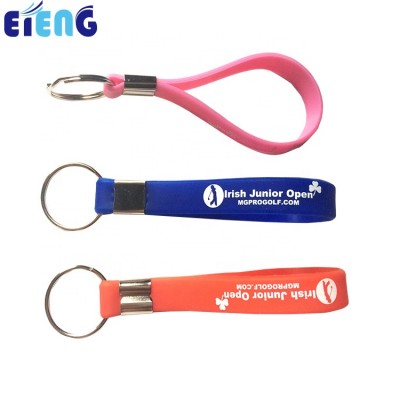 Promotion cheap custom made silicone bracelet keyring with your logo