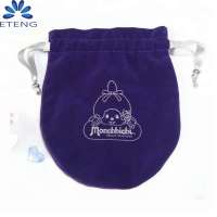 Promotion Custom Printed Velvet Jewelry Pouch /Mini Velvet Drawstring Bags /Printed Velvet Pouch