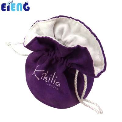 Hot selling custom logo velvet jewelry drawstring bag,  suede pouch bag