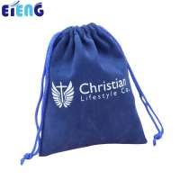 Promotion custom logo jewelry drawstring velvet bag, suede drawstring pouch bag