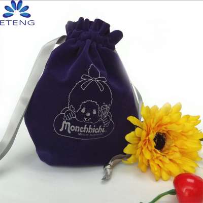 Best selling custom gift velvet drawstring bag with printed your own logo